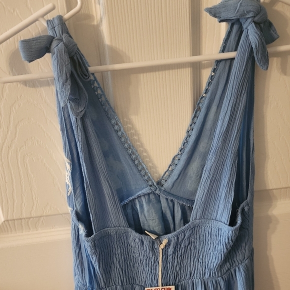 Jessica Simpson blue white embroidered tie shoulder mini dress XS - Picture 6 of 12